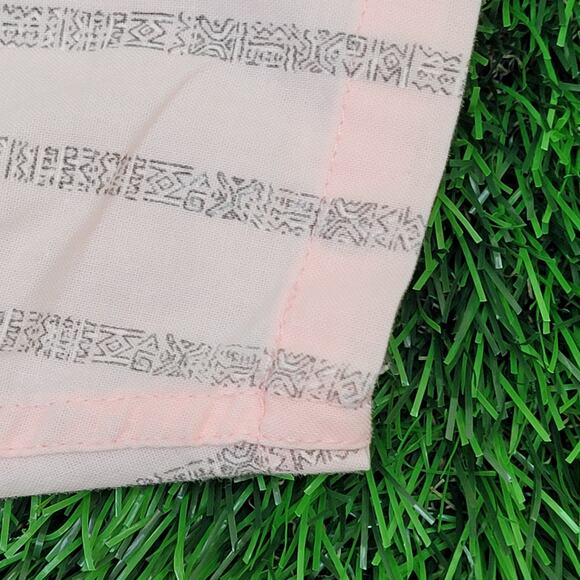 Vintage 90s MOD Striped Baggy Button Shirt Large 23x31 Pink Gray - Picture 10 of 13